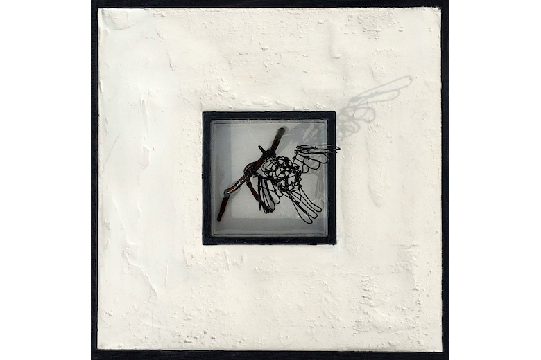 Early Riser - Wire bird set in resin and plaster